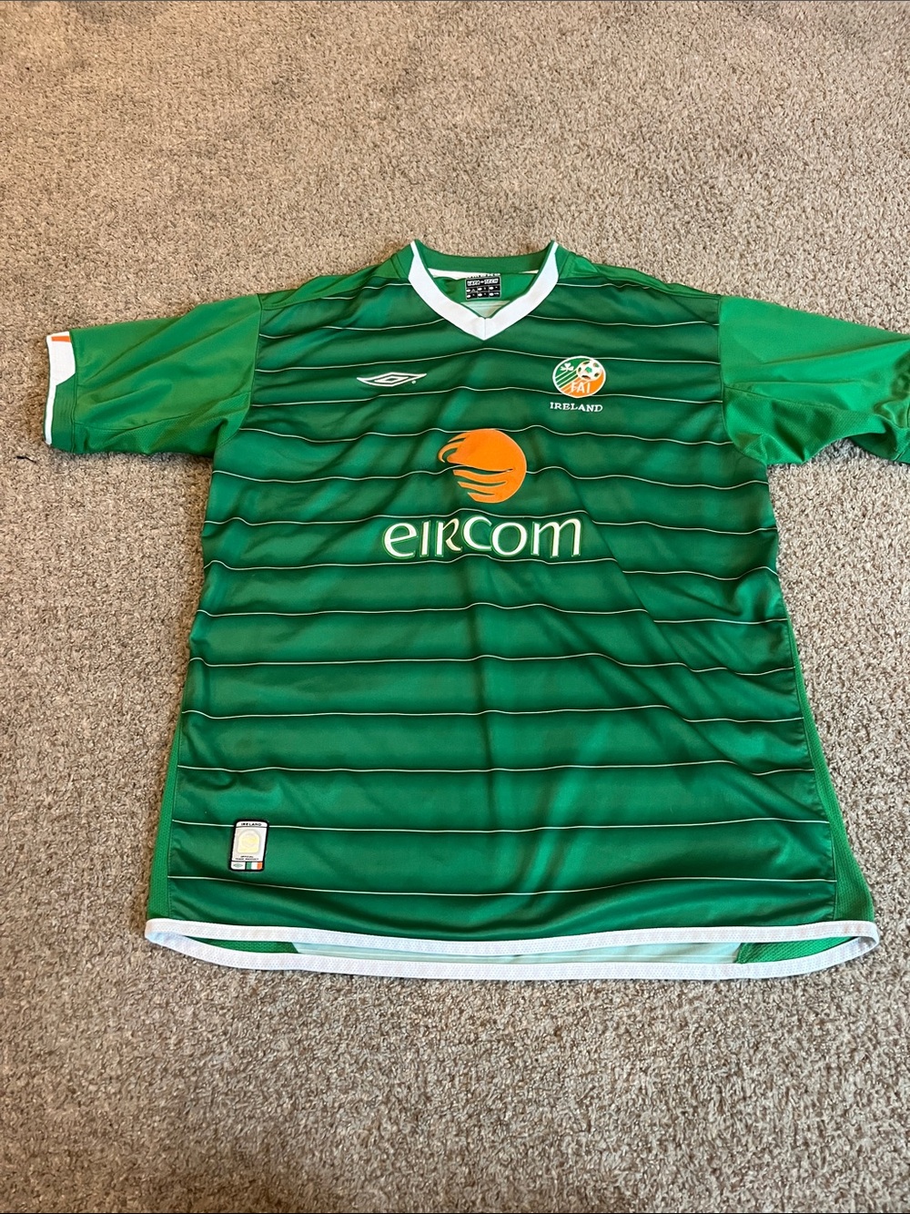 Umbro Green and White V-Neck Soccer Jersey